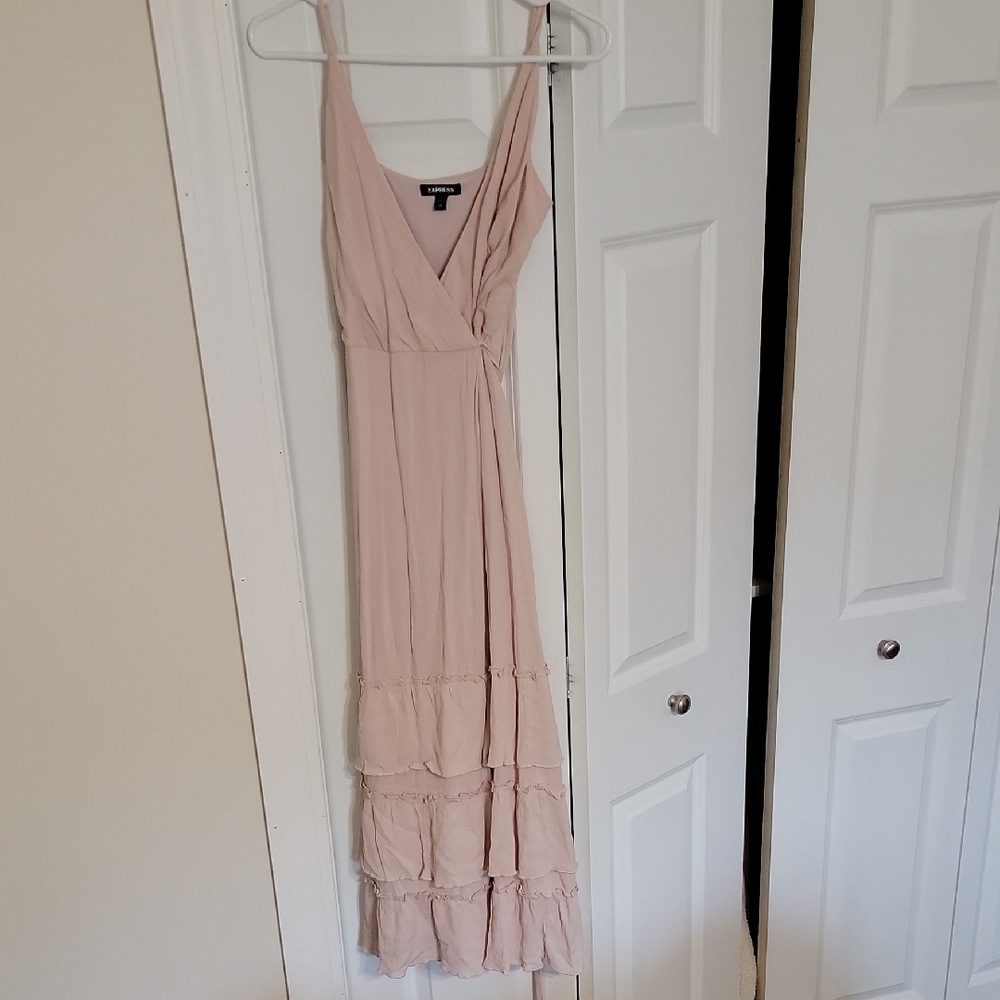 Express Pink Tiered Maxi Dress for Wedding Guest